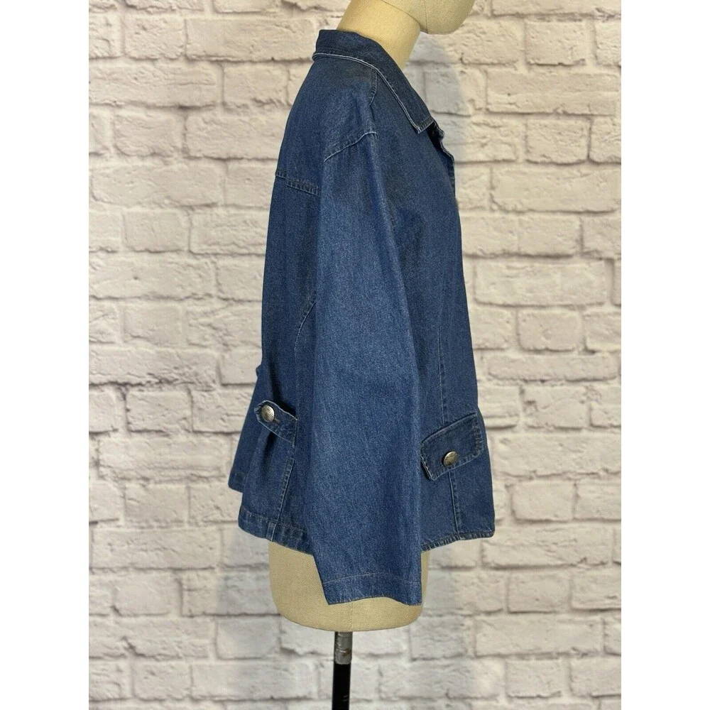 Vintage Timbuktu Womens Southwestern Denim Jean Jacket Button Up Western Blue XL